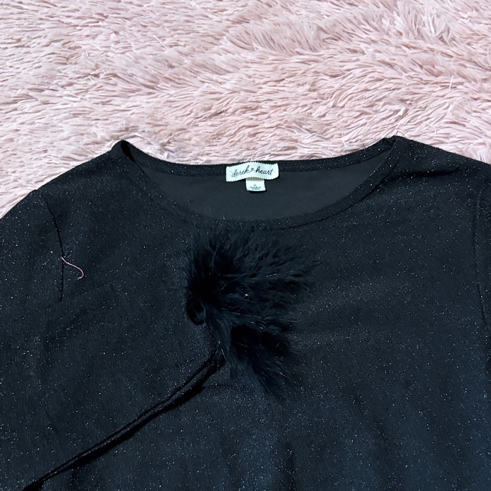 Derek Heart Black Glitter Top